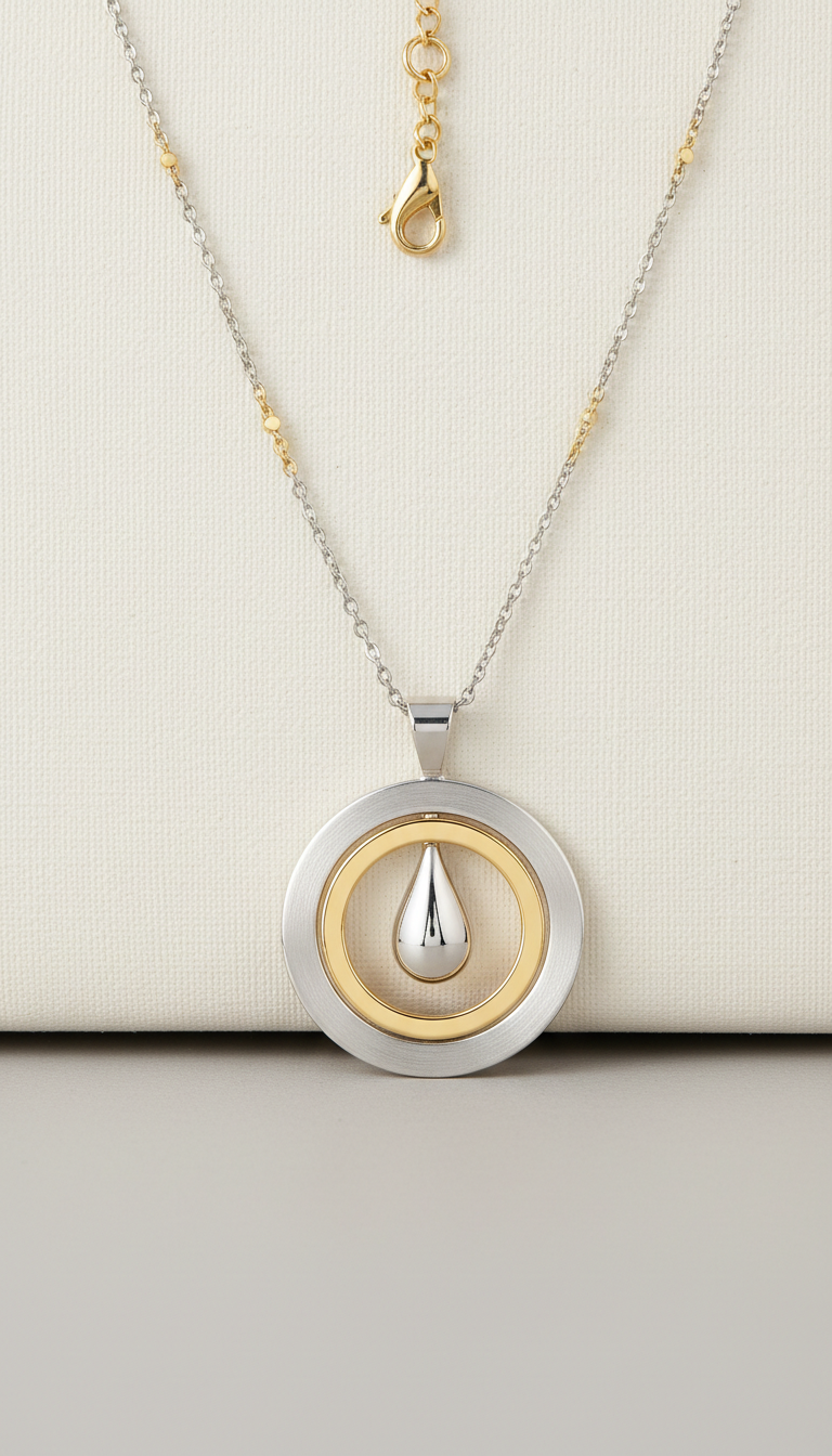 Collana pendente argento e oro