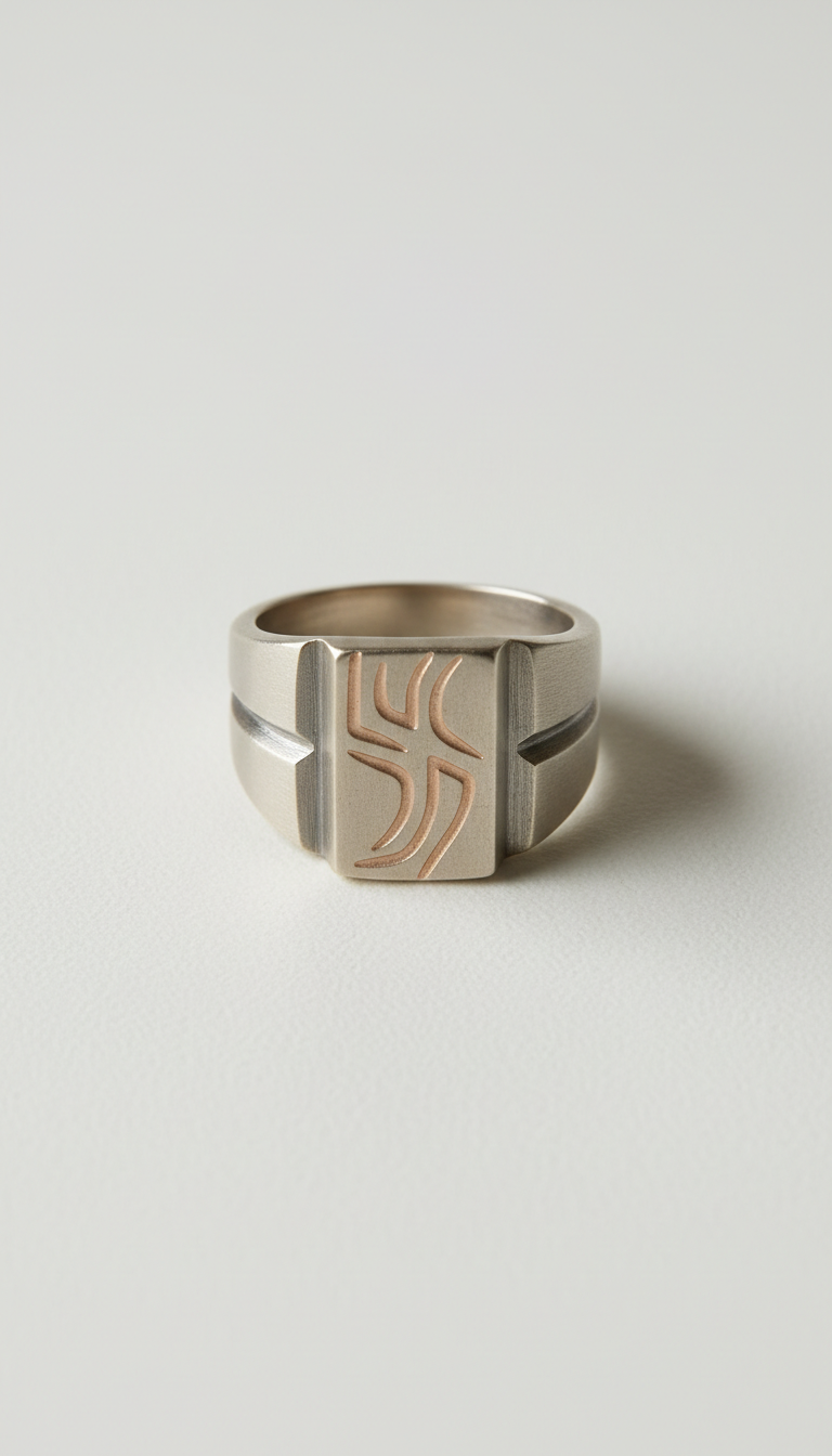 Anello scultura in argento satinato