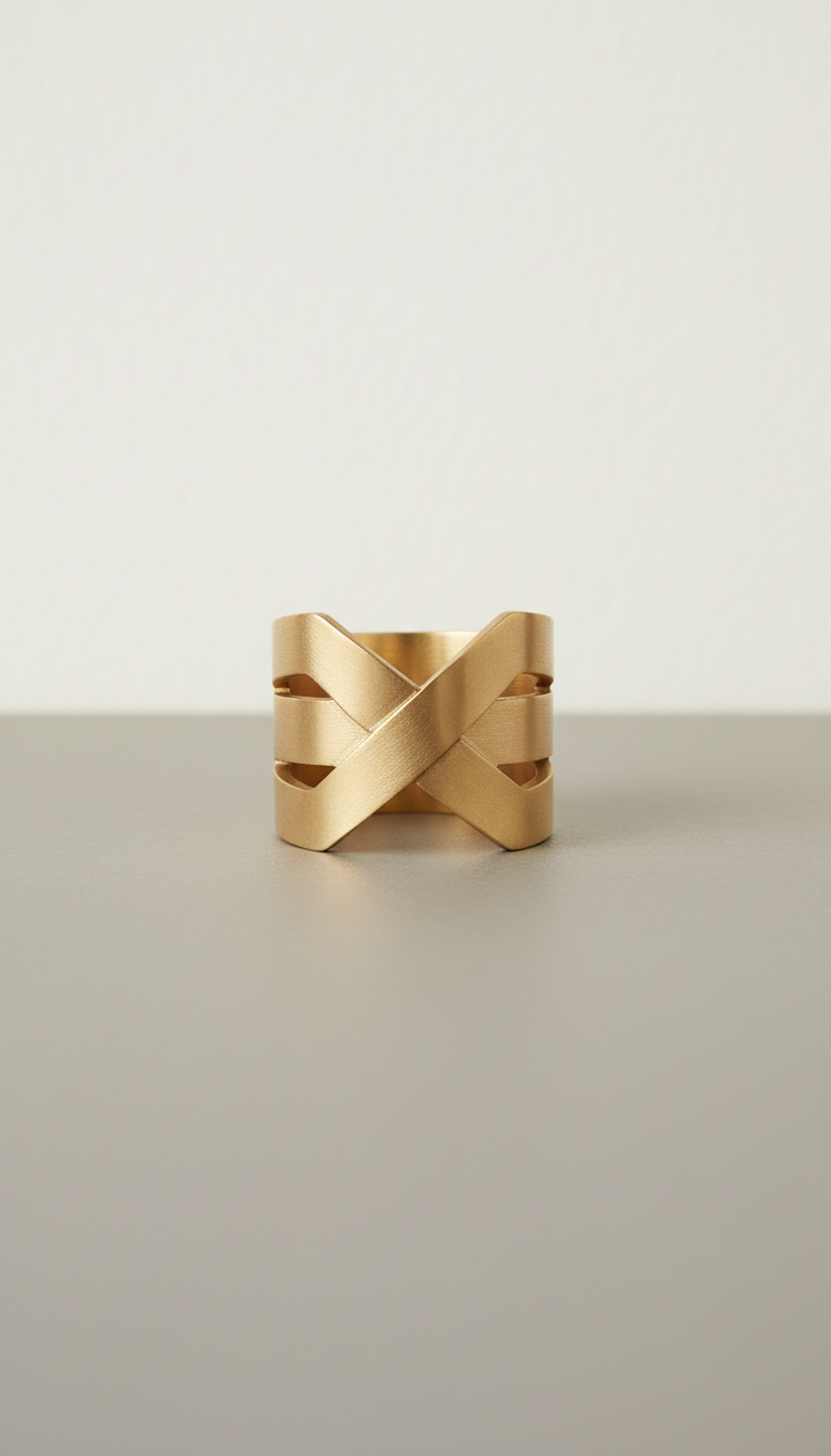Anello geometrico in ottone satinato