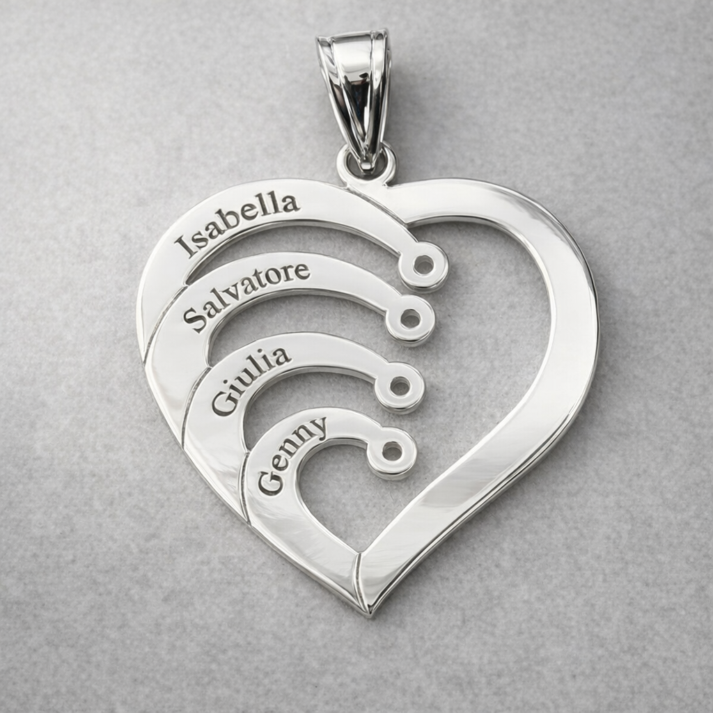 "Family Heart" Silver Pendant