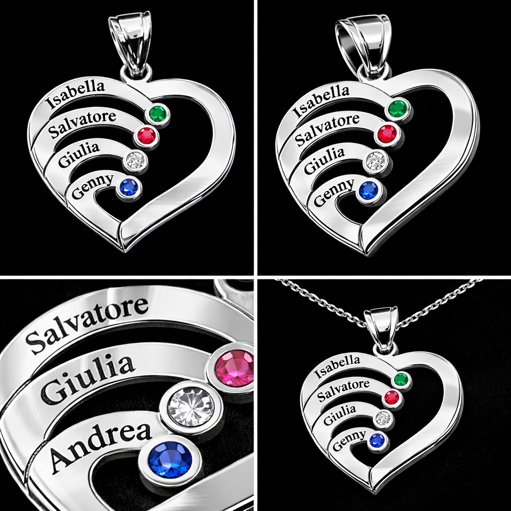 "Family Heart" Silver Pendant