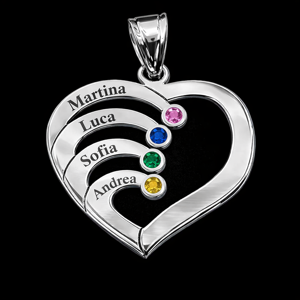 "Family Heart" Silver Pendant
