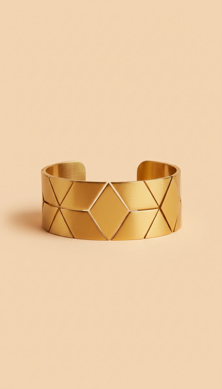 Bracciale cuff geometrico in ottone